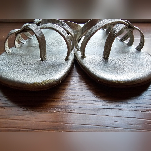 Manolo Blahnik Slip On Slides Strappy Sandals Gold 38 1/2 Fit Size 8 - Picture 5 of 5